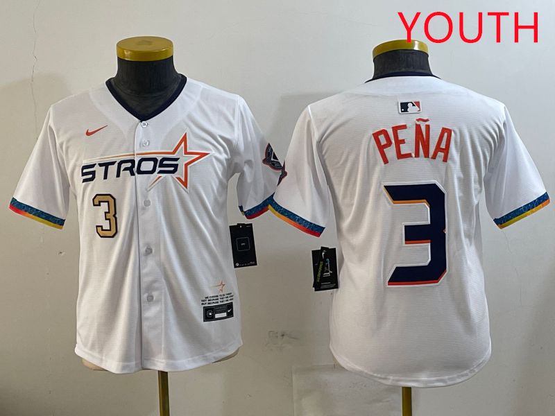 Youth Houston Astros 3 Pena White Fourth generation Joint Name 2025 Nike MLB Jersey style 5